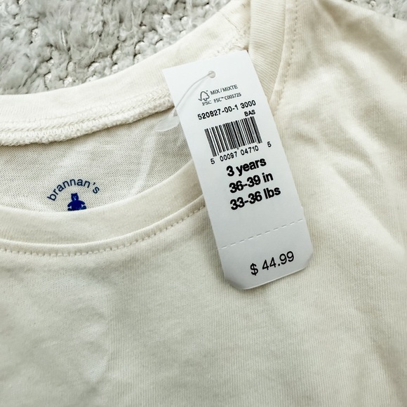NWT - Gap baby Toddler Girl Cream Long Sleeve Light Weight Tee - Size 3T - Picture 2 of 4